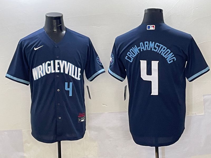 Men Chicago Cubs #4 Crow-Armstrong Dark Blue City Edition 2025 Nike MLB Jersey style 14